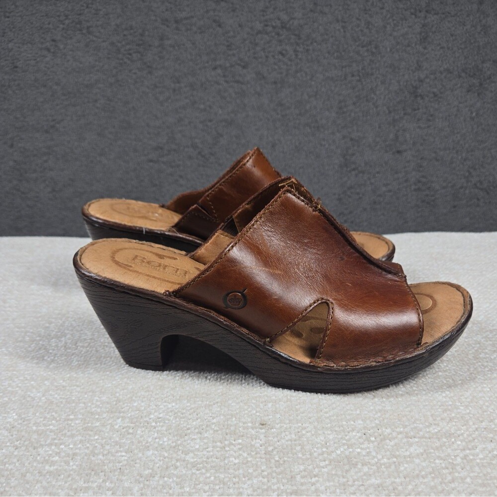 Born Women 8 M Sandal Wedge Slide Melyssa Mule Clog Leather Open Toe Comfort